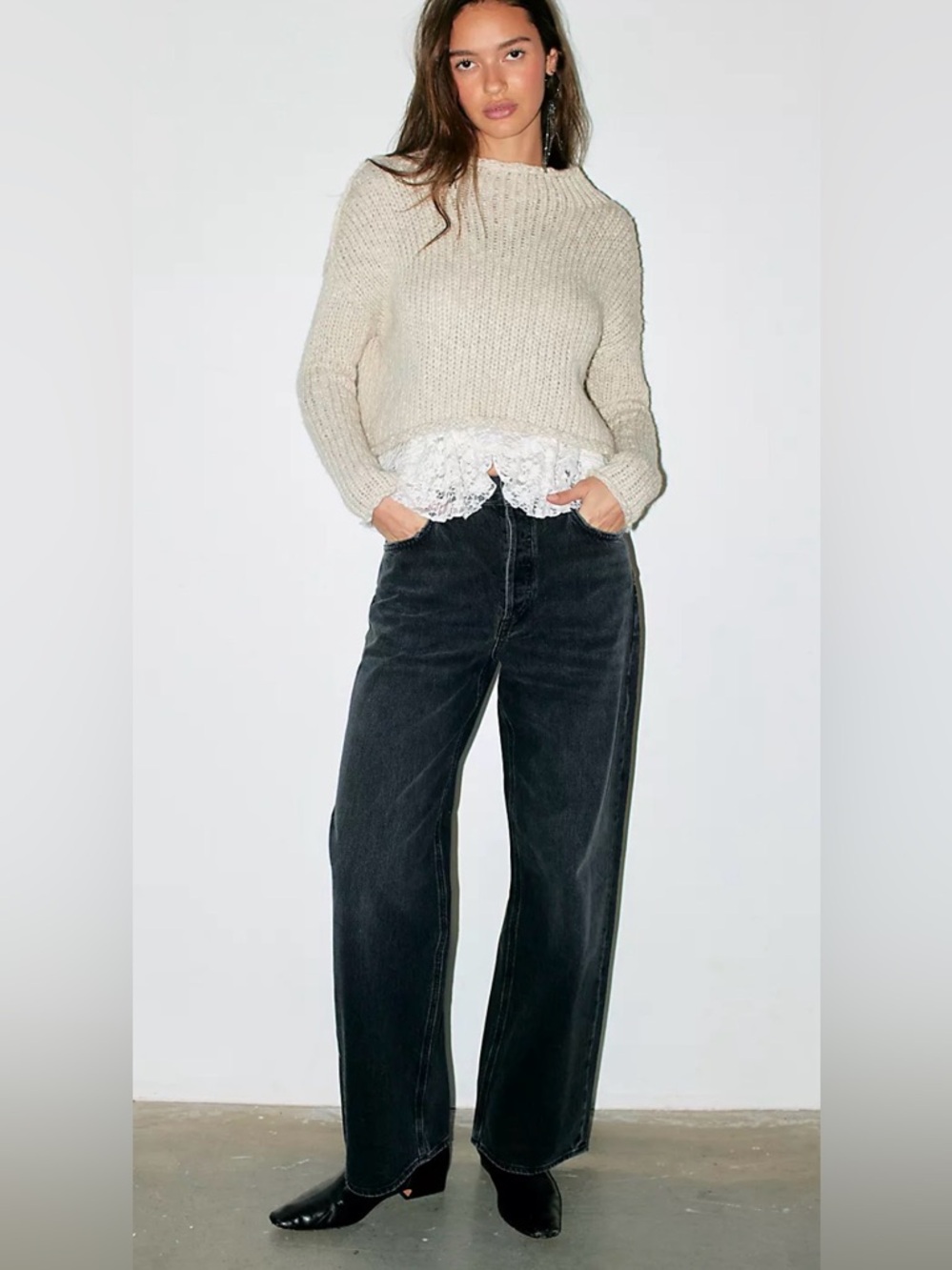 Free People AGOLDE Low slung Baggy Jeans. NWT. Ditch - Picture 2 of 5